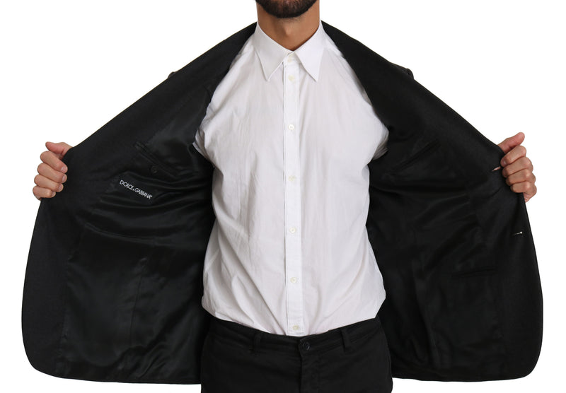 Gray Wool Slim Fit Two Button Jacket Blazer