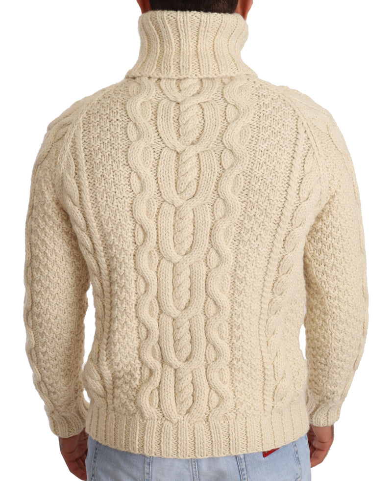 White Alpaca Wool Turtleneck Pullover Sweater