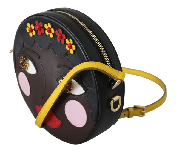 GLAM Round Brown Bambola African Crystal Crossbody Bag