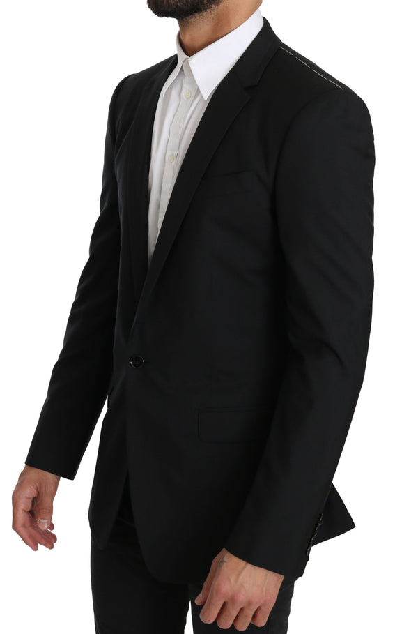 Black MARTINI  Wool Silk Slim Fit Jacket Blazer