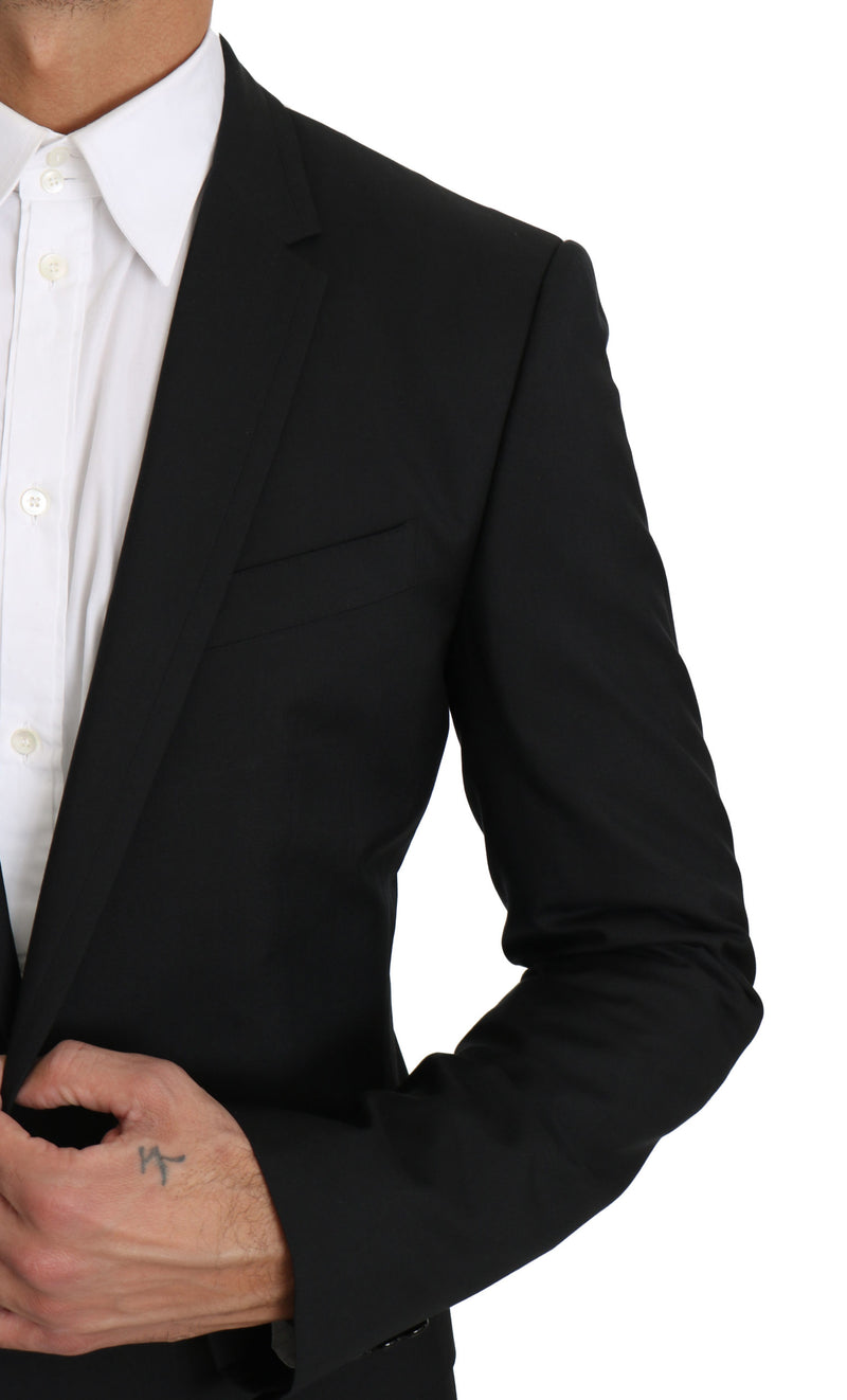 Black MARTINI  Wool Silk Slim Fit Jacket Blazer