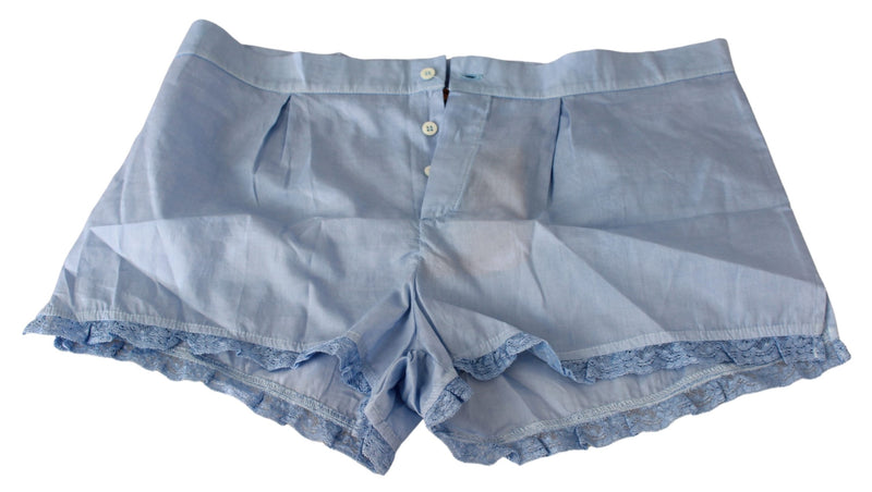 Blue Lace Cotton Shorts Underwear