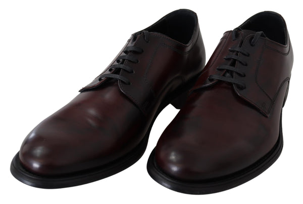 Brown Leather Lace Up Men Dress Derby Shoes