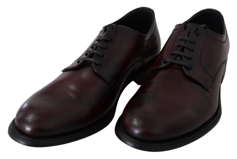 Brown Leather Lace Up Men Dress Derby Shoes