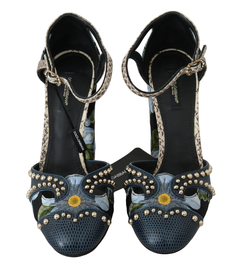 Pumps Heels Jacquard Crystal Leather Shoes