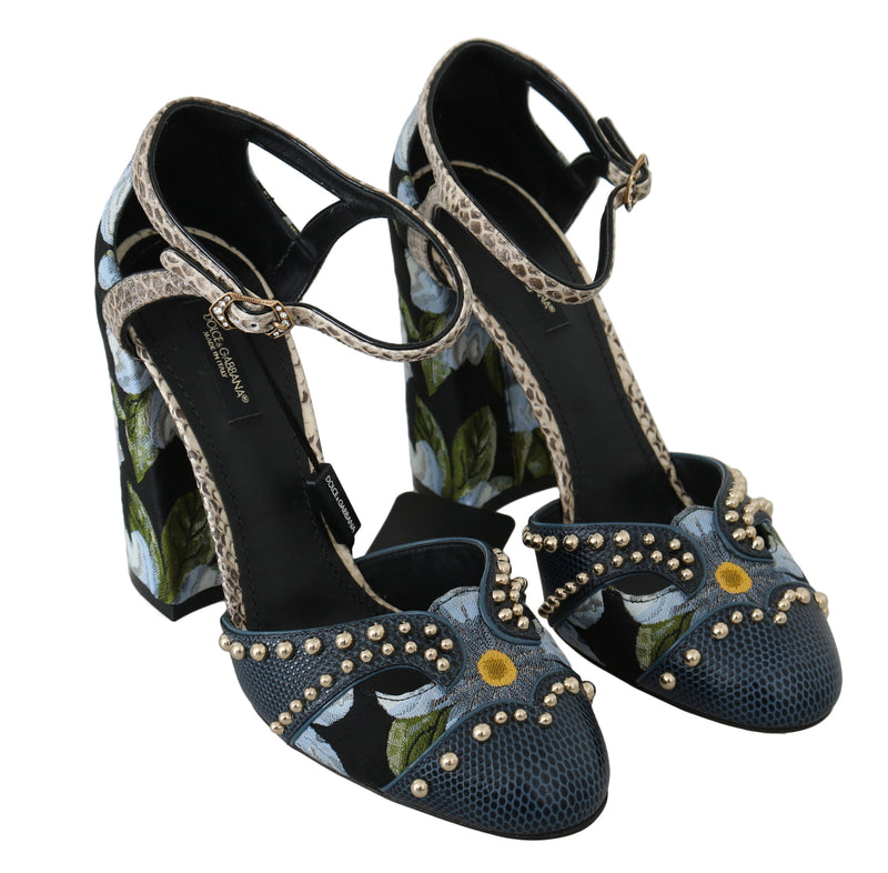 Pumps Heels Jacquard Crystal Leather Shoes