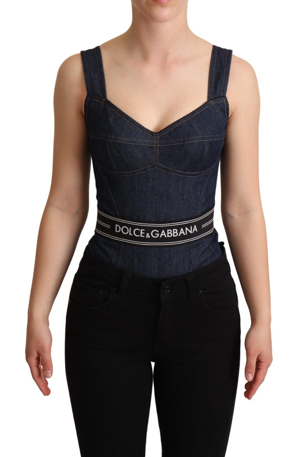 Blue Cotton Denim Sleeveless Hot Pants Dress