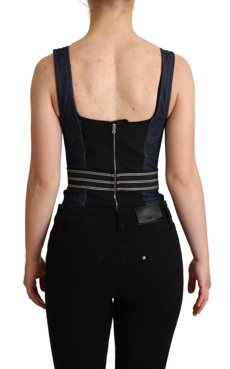Blue Cotton Denim Sleeveless Hot Pants Dress