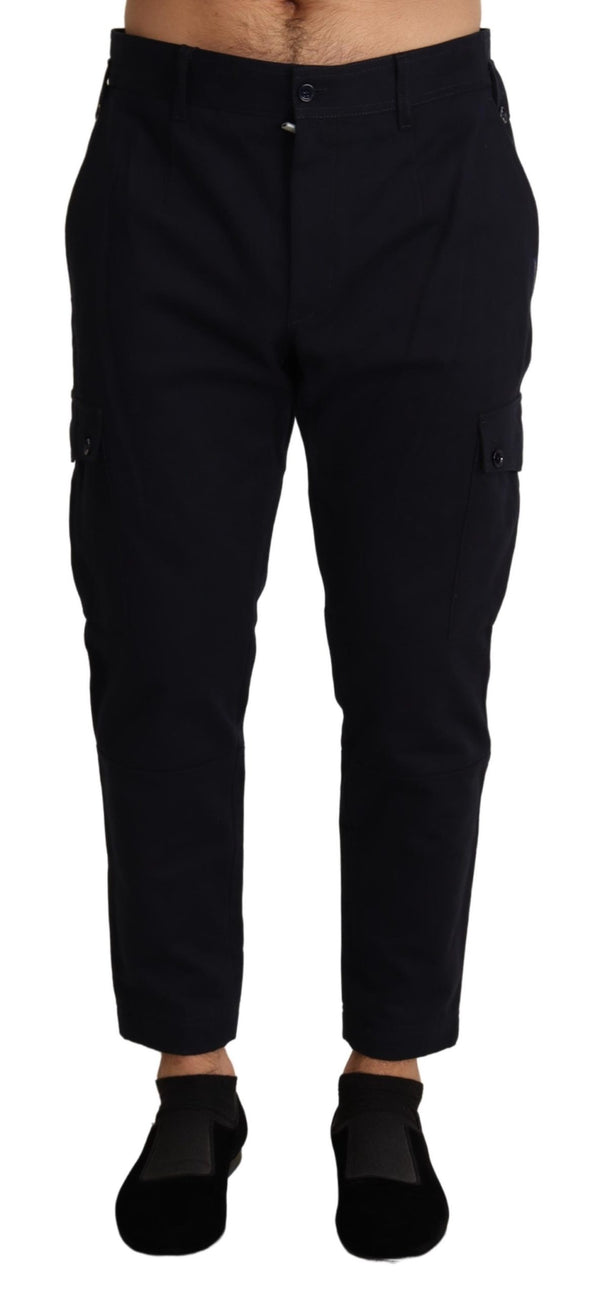 Blue Cotton Side Pockets Cargo Trouser Pants