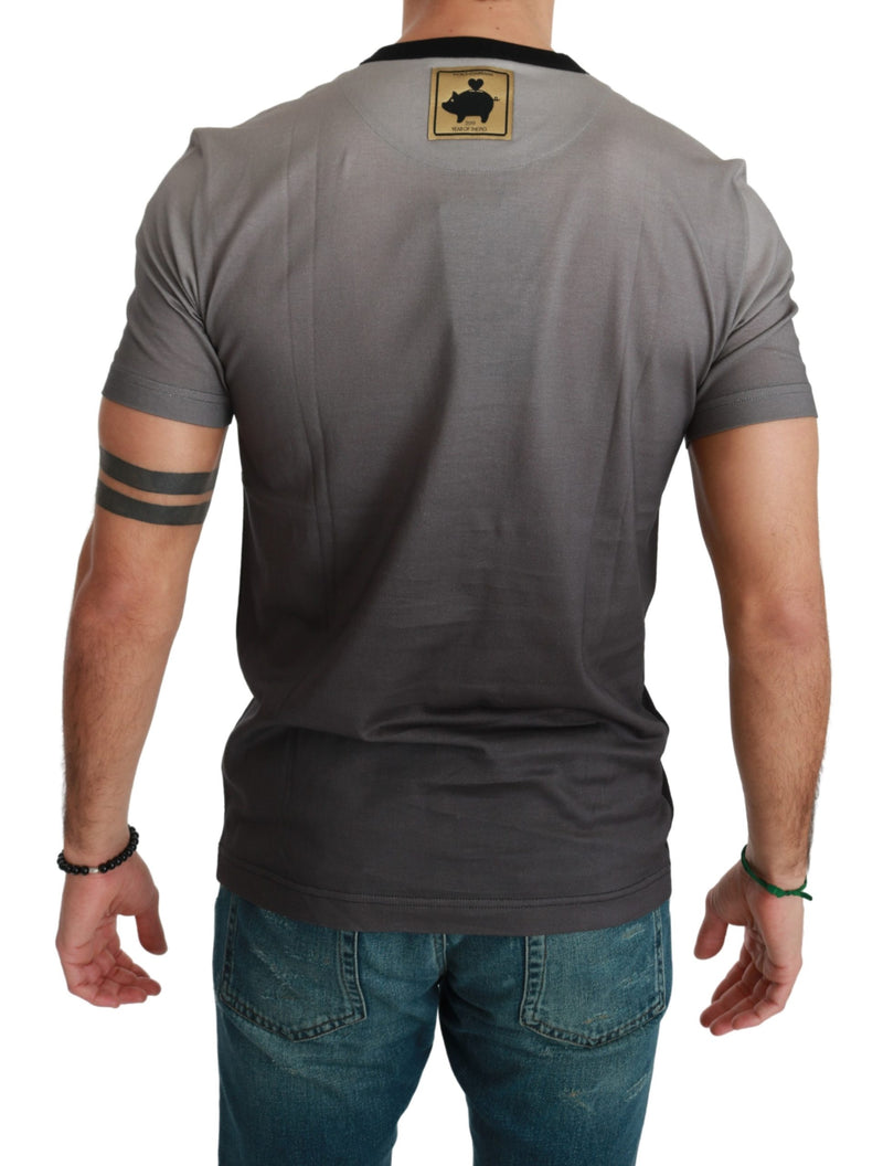 Gray Cotton Top 2019 Year of the Pig  T-shirt