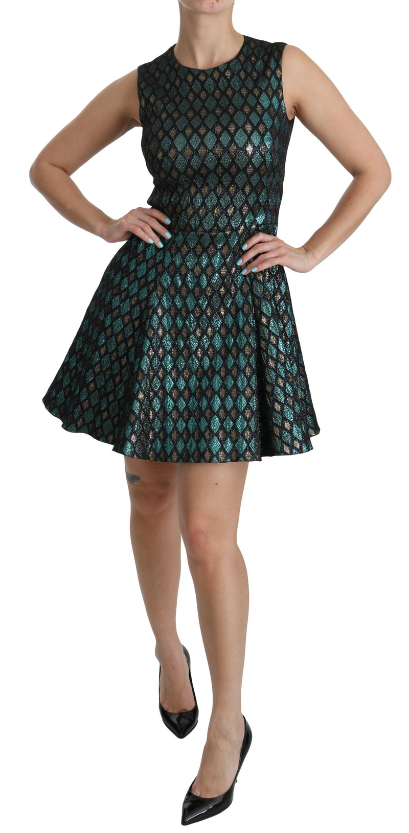 Blue Gold A-line Shift Gown Women Dress