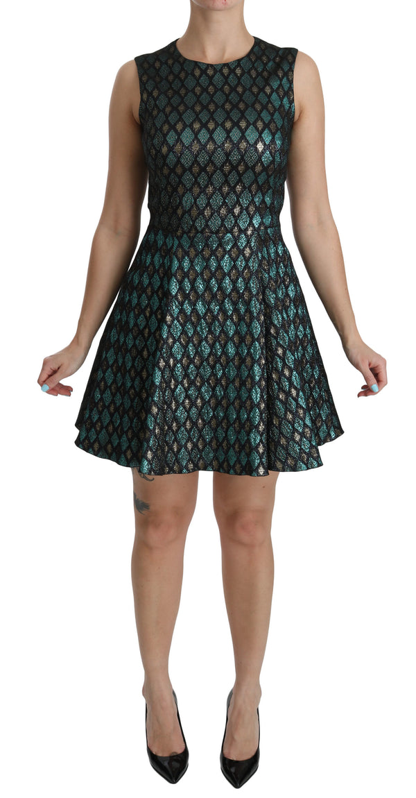 Blue Gold A-line Shift Gown Women Dress