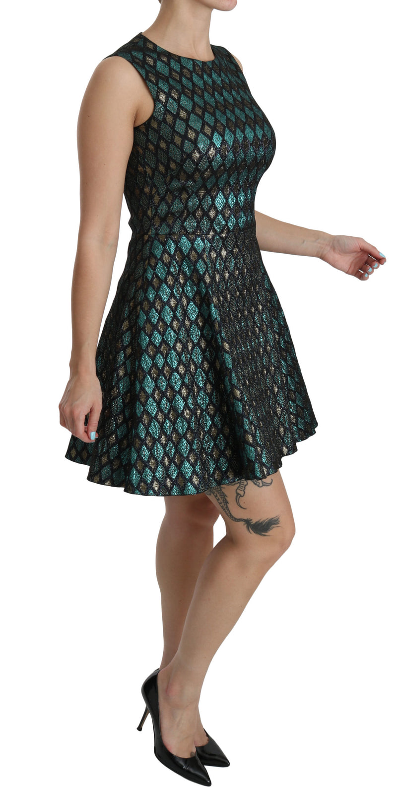 Blue Gold A-line Shift Gown Women Dress