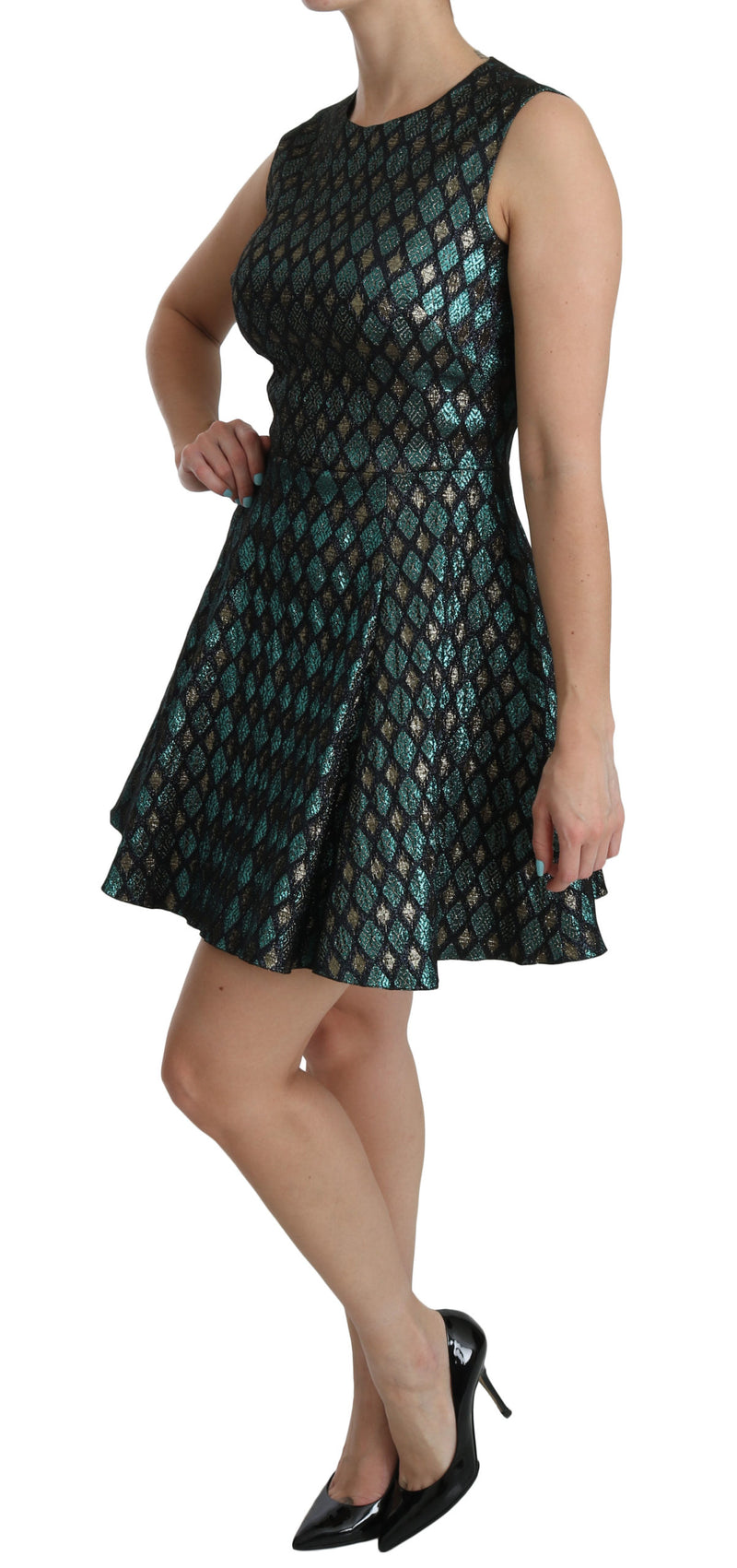 Blue Gold A-line Shift Gown Women Dress