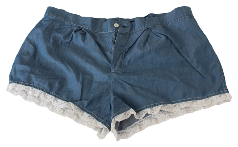 100% Cotton Denim Blue Lace Shorts Underwear