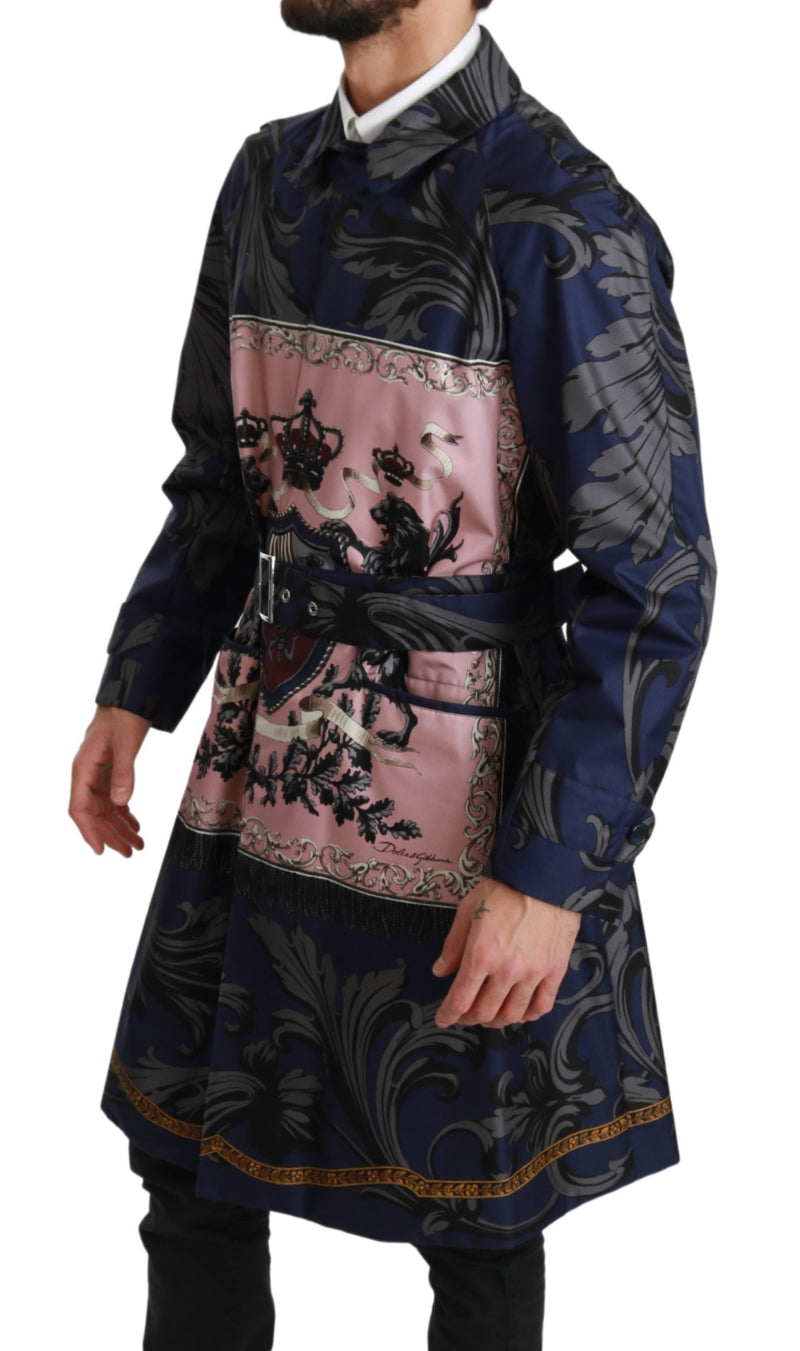 Blue Royal Crown Trenchcoat Silk Jacket