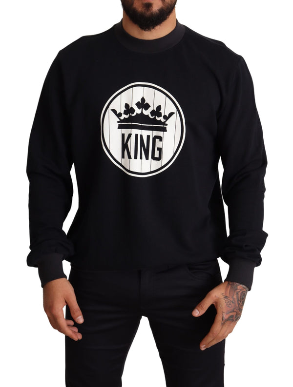 Black Crown King Cotton Pullover Sweater