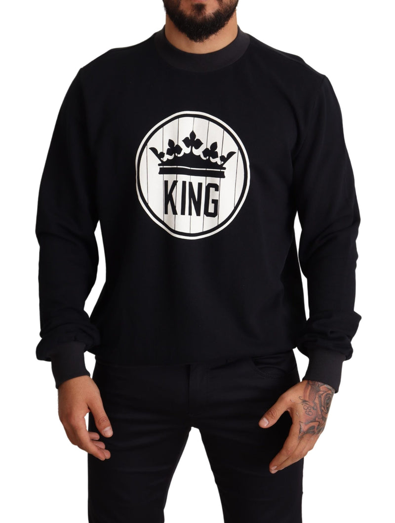 Black Crown King Cotton Pullover Sweater