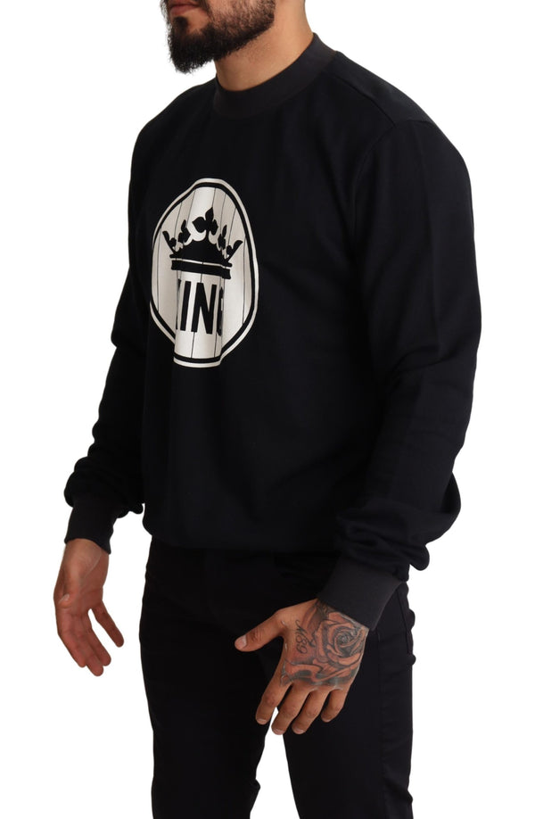 Black Crown King Cotton Pullover Sweater