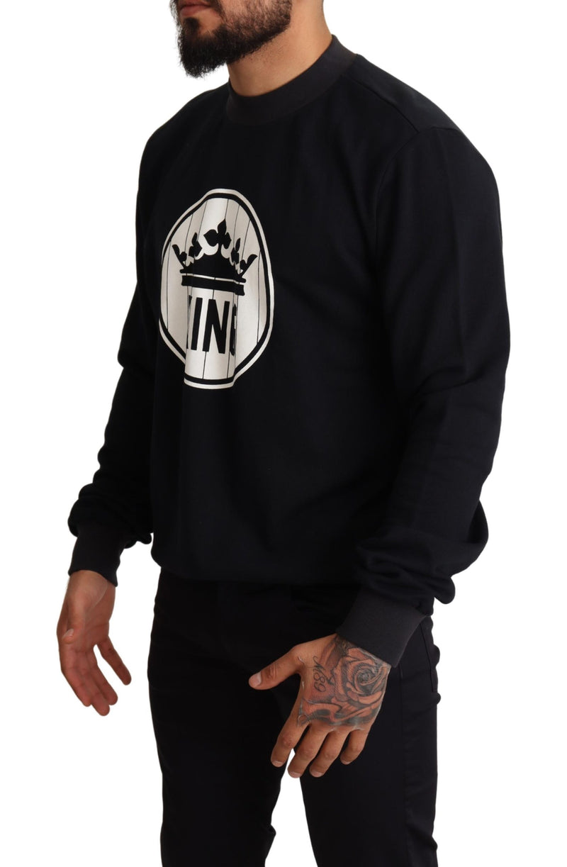 Black Crown King Cotton Pullover Sweater