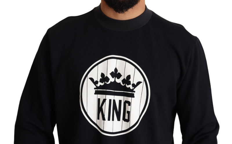 Black Crown King Cotton Pullover Sweater