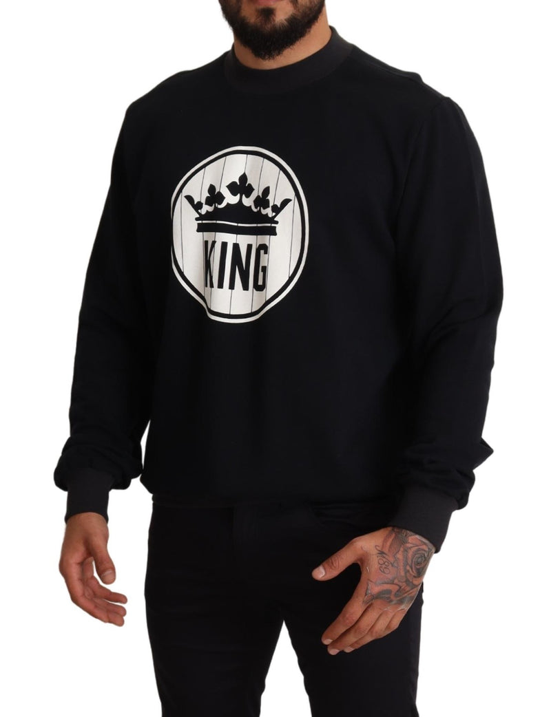 Black Crown King Cotton Pullover Sweater