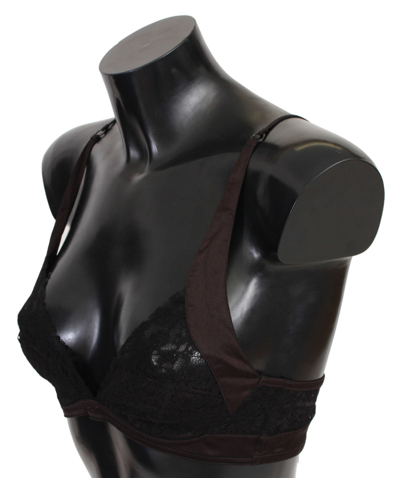 Black Brown Lace Sporty Bra Silk Underwear
