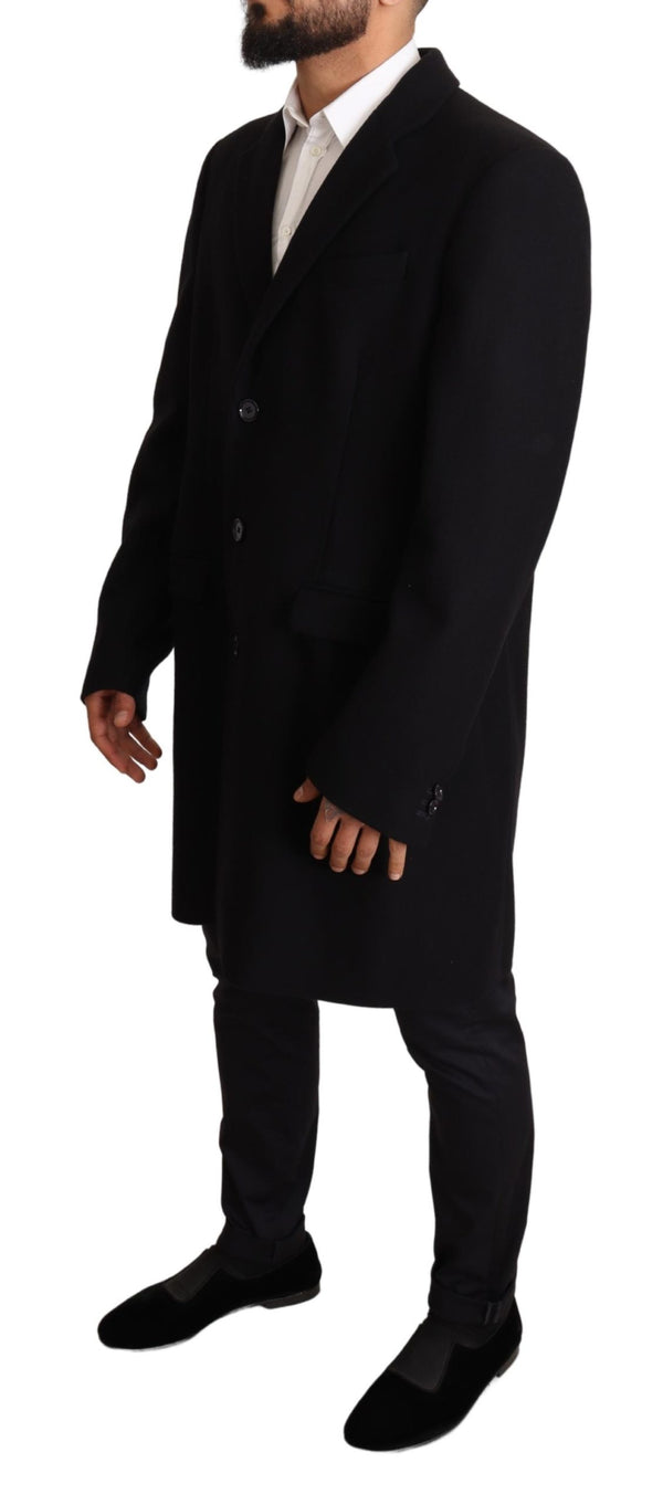Blue Wool Single Breasted Coat Jacket