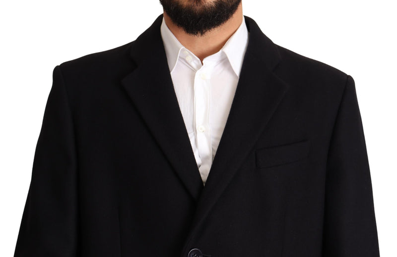 Blue Wool Single Breasted Coat Jacket