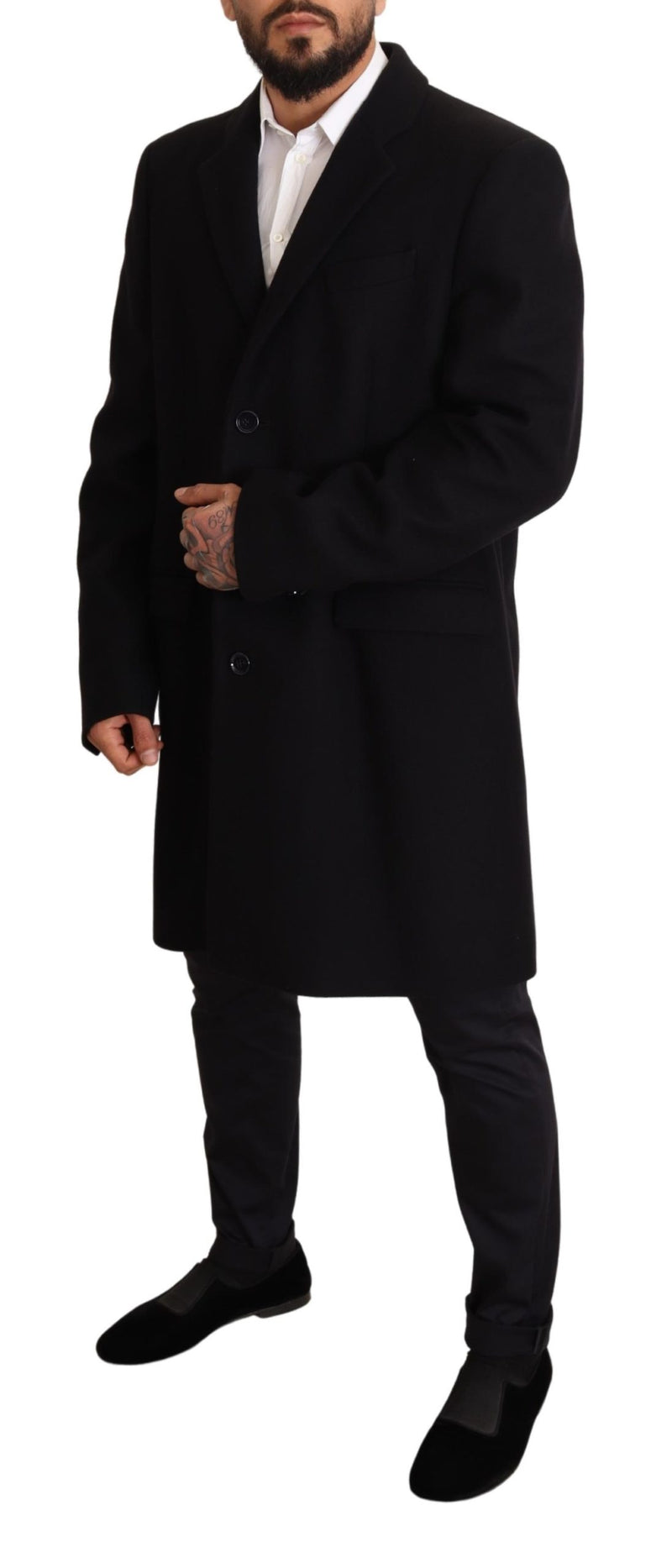 Blue Wool Single Breasted Coat Jacket