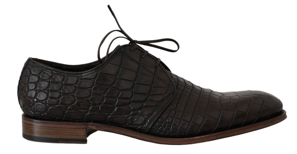 Brown Patterned Leather Dress Derby Shoes