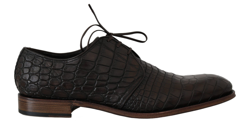 Brown Patterned Leather Dress Derby Shoes