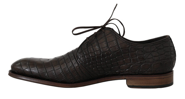 Brown Patterned Leather Dress Derby Shoes
