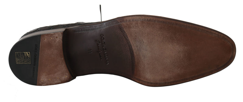 Brown Patterned Leather Dress Derby Shoes