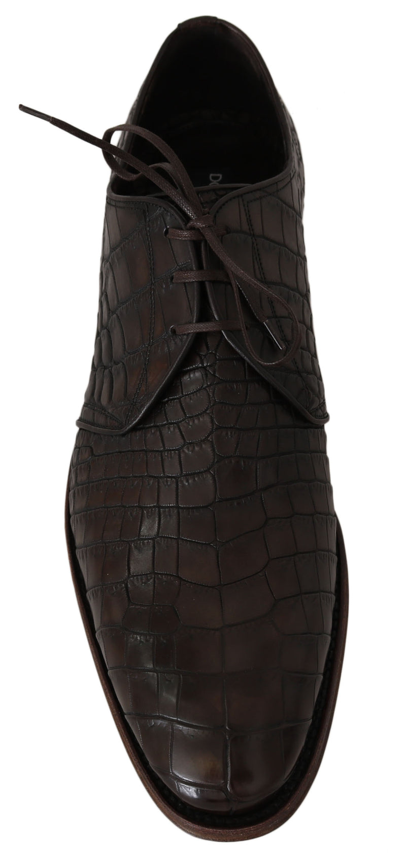 Brown Patterned Leather Dress Derby Shoes