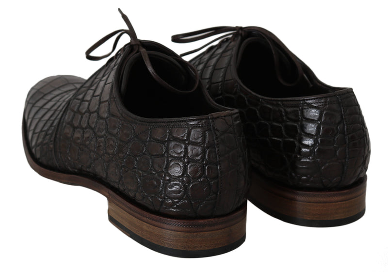 Brown Patterned Leather Dress Derby Shoes