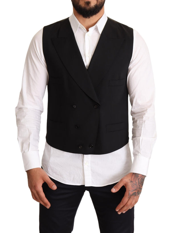 Black Wool Men Formal Waistcoat