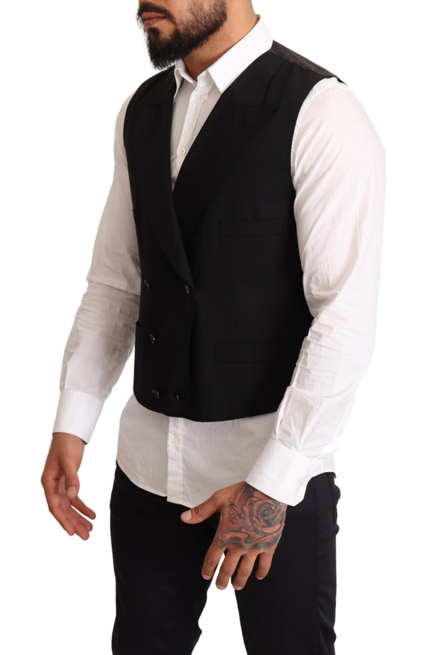 Black Wool Men Formal Waistcoat