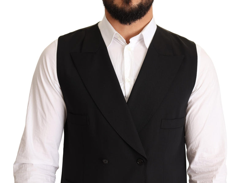 Black Wool Men Formal Waistcoat
