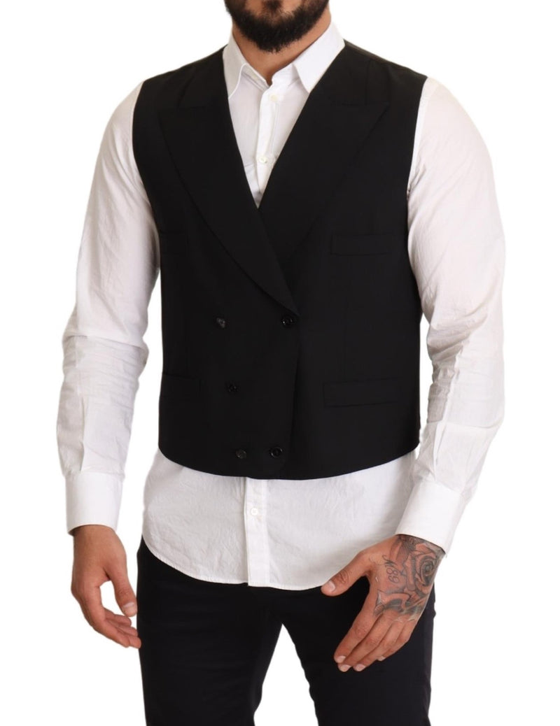Black Wool Men Formal Waistcoat
