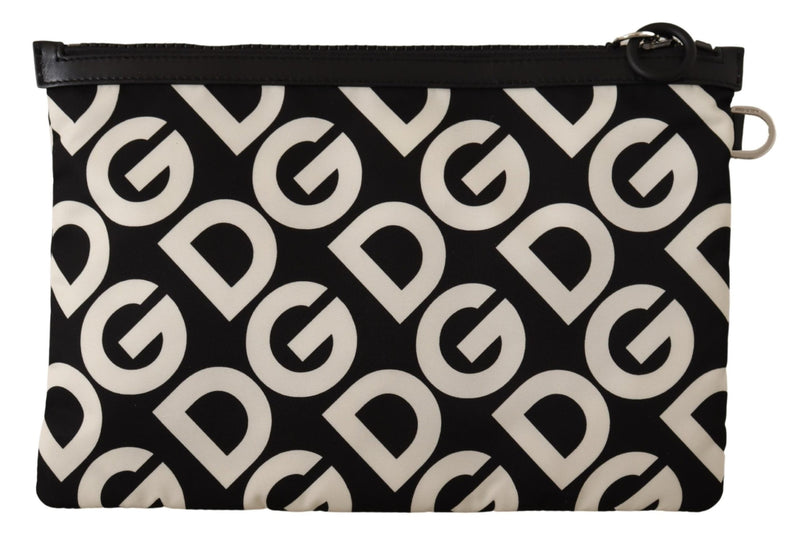 Black DG Mania Nylon Hand Pouch Zipper Closure Wallet