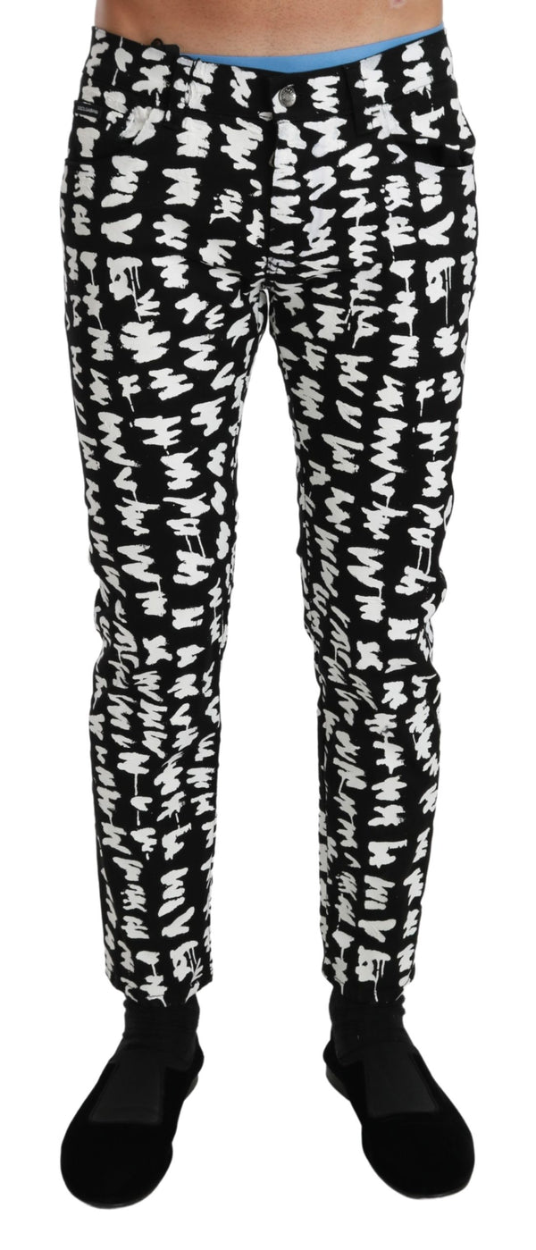 Black White Cotton Stretch CLASSIC  Jeans