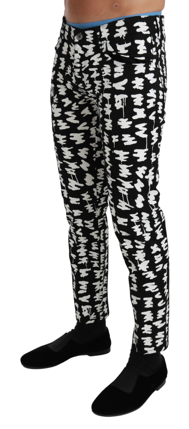 Black White Cotton Stretch CLASSIC  Jeans