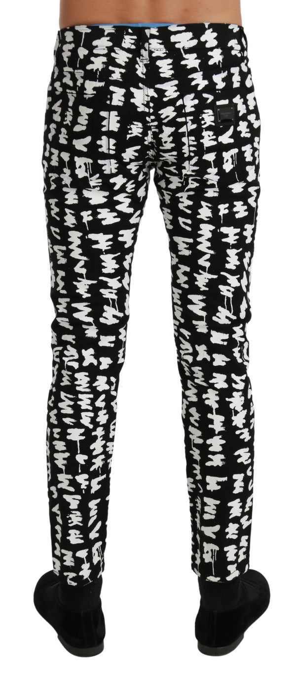 Black White Cotton Stretch CLASSIC  Jeans