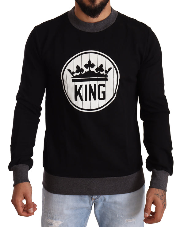 Black Crown King Cotton Pullover Sweater
