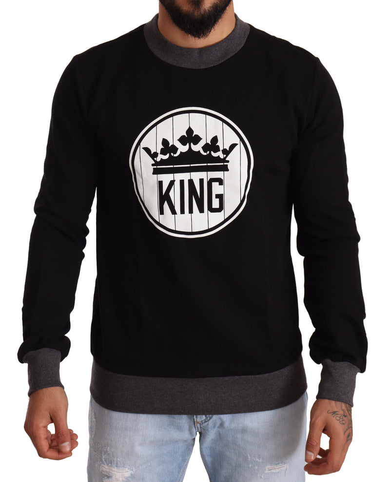 Black Crown King Cotton Pullover Sweater