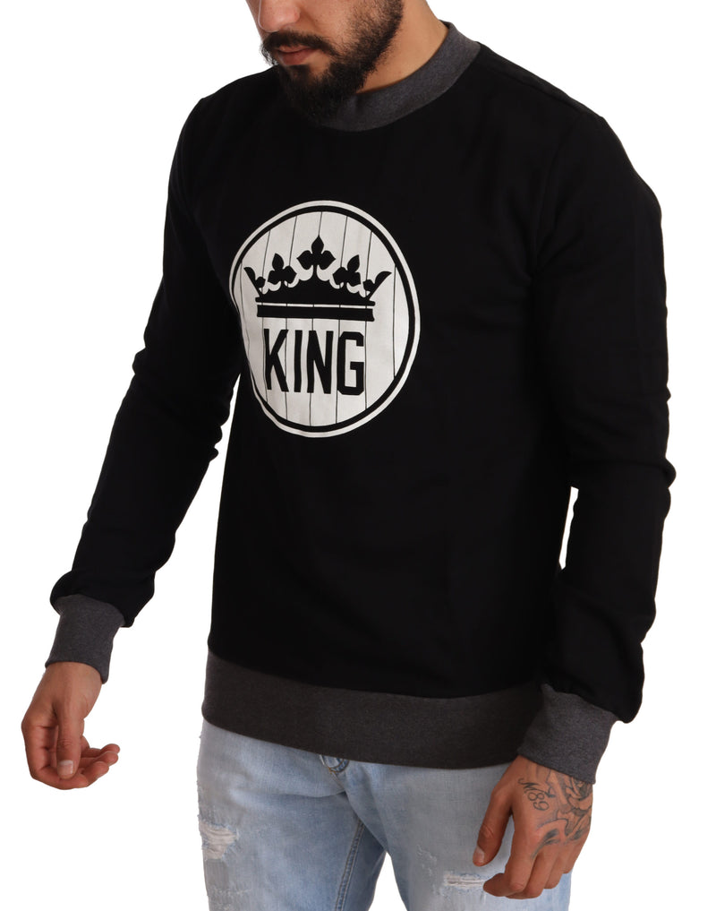 Black Crown King Cotton Pullover Sweater