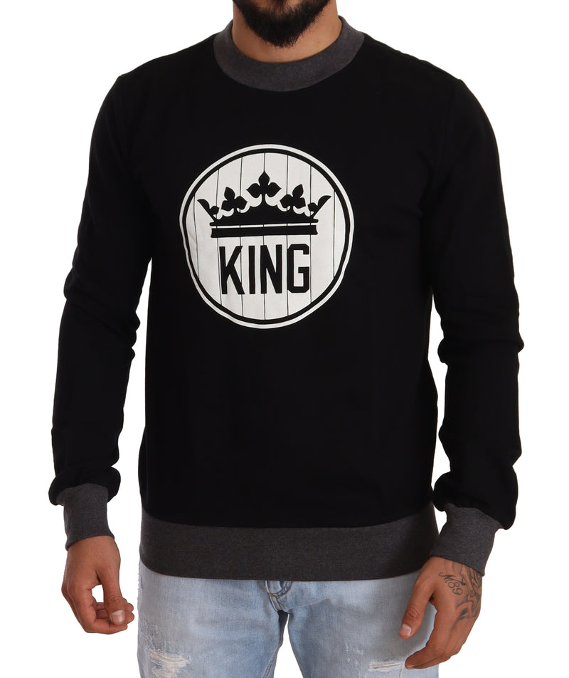 Black Crown King Cotton Pullover Sweater