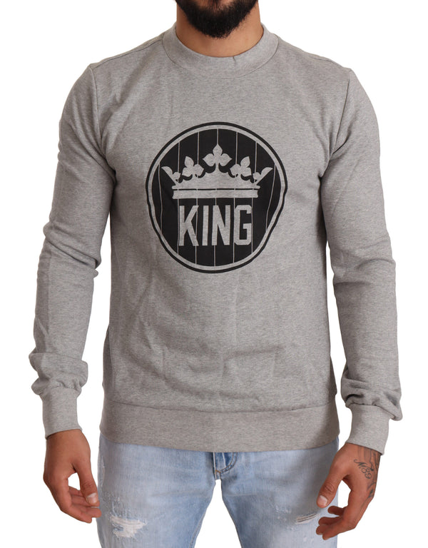 Gray Crown King Cotton Pullover Sweater