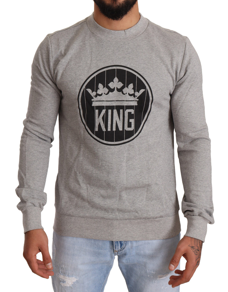 Gray Crown King Cotton Pullover Sweater